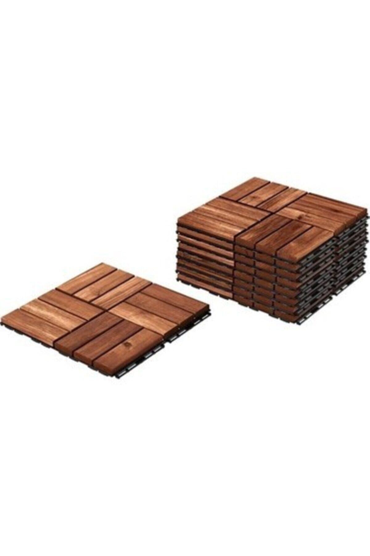 IKEA Parke Balkon Teras Yer Döşemesi 0.81 Metre Kare Bir Paket Meridyendukkan Masif Akasya 9 Parça